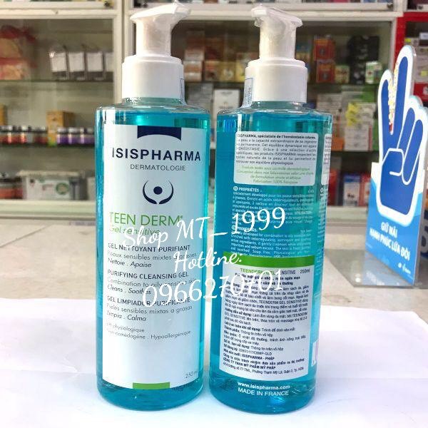 Gel rửa mặt da nhạy cảm giảm nhờnngừa mụn ISIS Pharma Teen Derm Gel Sensitive 250ml