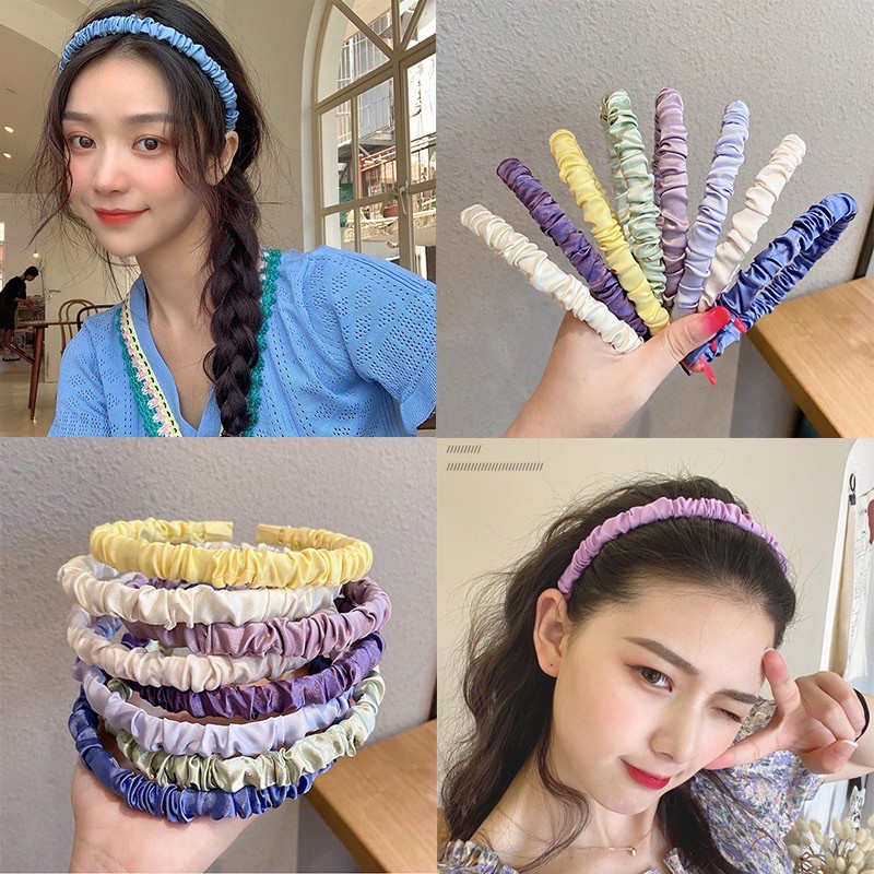 Băng đô cài tóc chất vải chiffon nhún bèo , siêu đễ thương phong cách Hàn Quốc - Cài tóc bằng vải voan nhún xinh xắn
