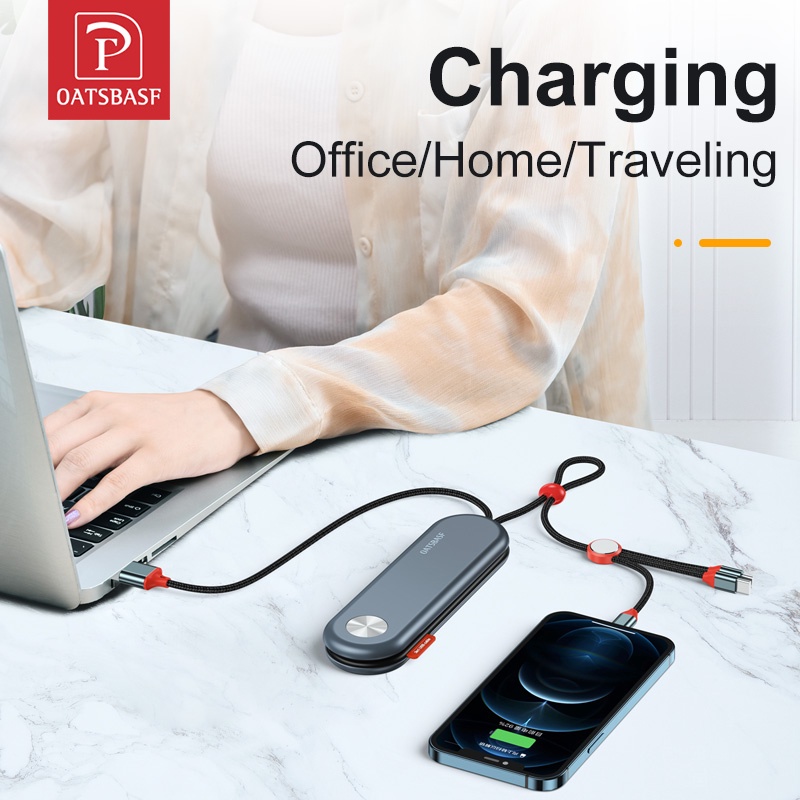 Dây cáp sạc nhanh OATSBASF 3 trong 1 cổng Type C Micro USB có nam châm