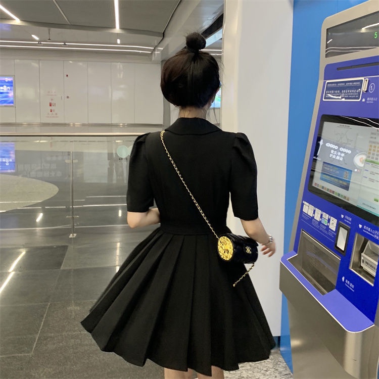 Đầm Tay Phồng Ngắn Cổ Chữ V Xếp Ly Thời Trang Hàn Quốc Xinh Xắn Cho Nữ