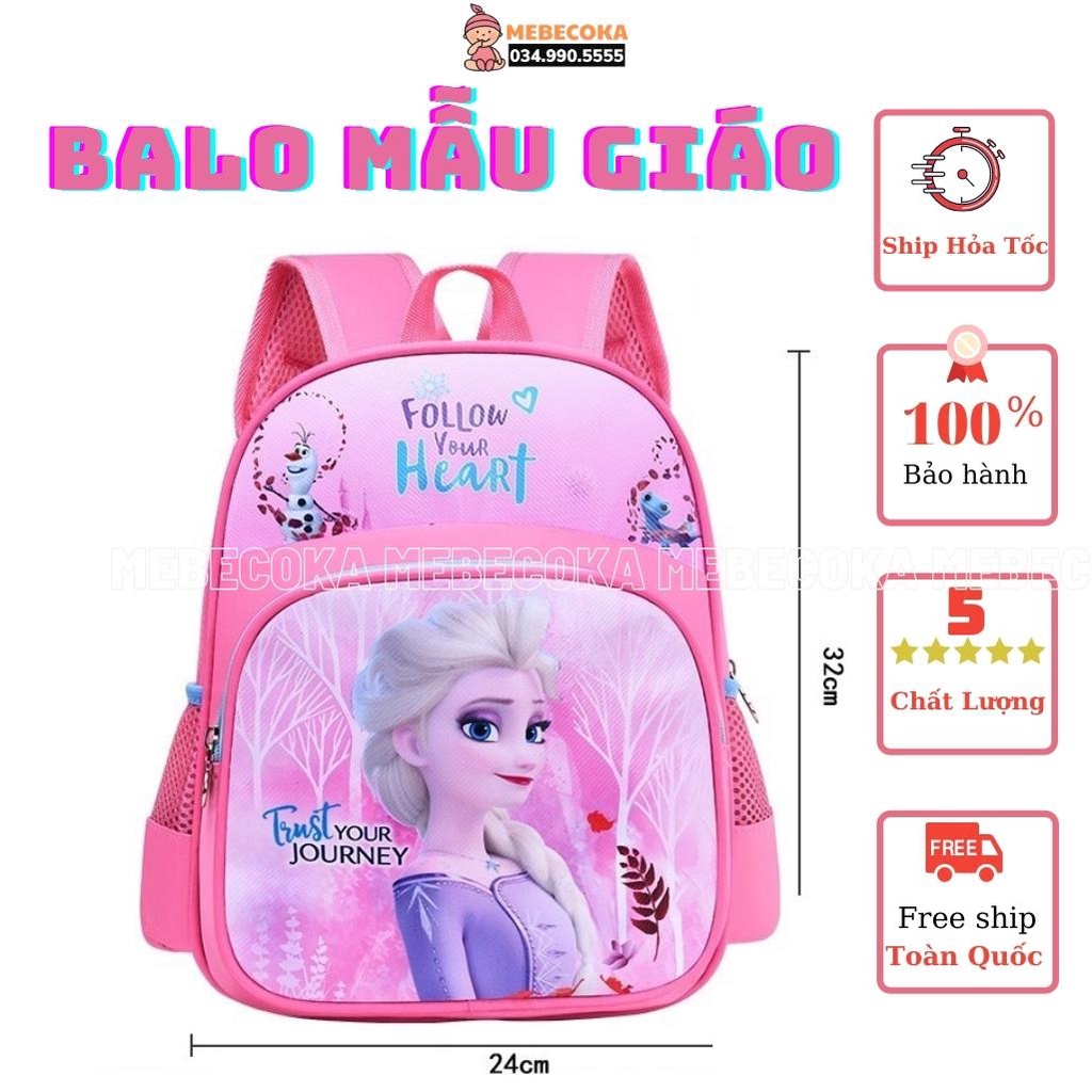 Balo cho bé ,Ba lô mẫu giáo nhà trẻ Công Chúa Elsa Hồng loại CAO CẤP 2022