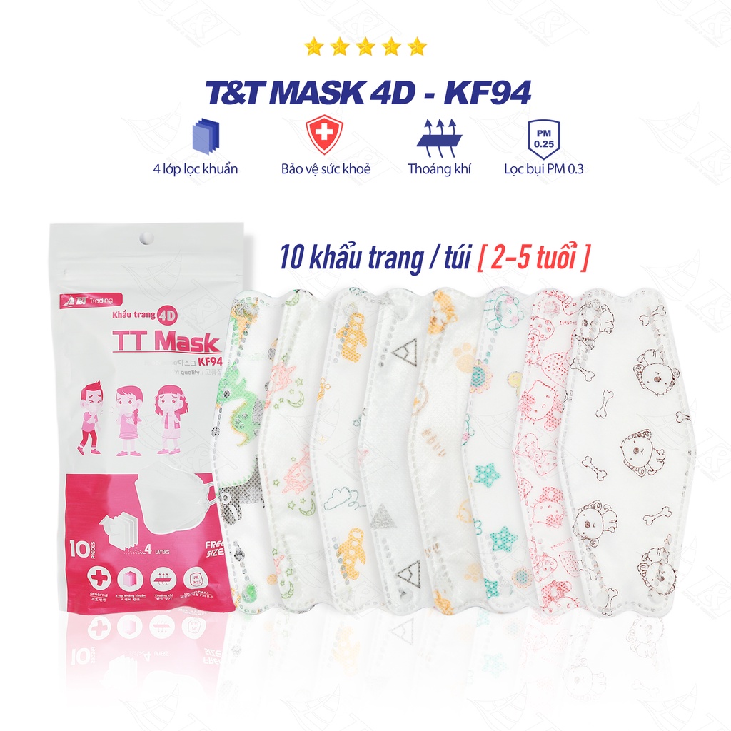 [ 10 chiếc ] Khẩu trang y tế 4D-KF94 4 lớp người lớn trẻ em Xuất Hàn - Chính hãng TT MASK | BigBuy360 - bigbuy360.vn