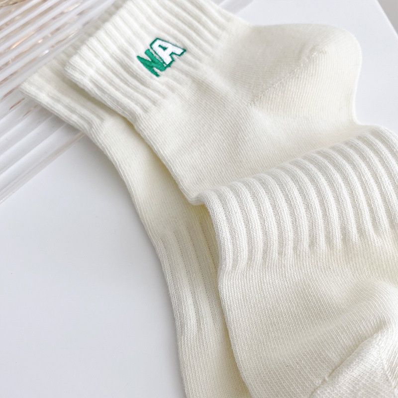 Vớ Cotton Cổ Vừa Thêu Họa Tiết Phong Cách Nhật Bản Thời Trang Mùa Hè Cho Nữ