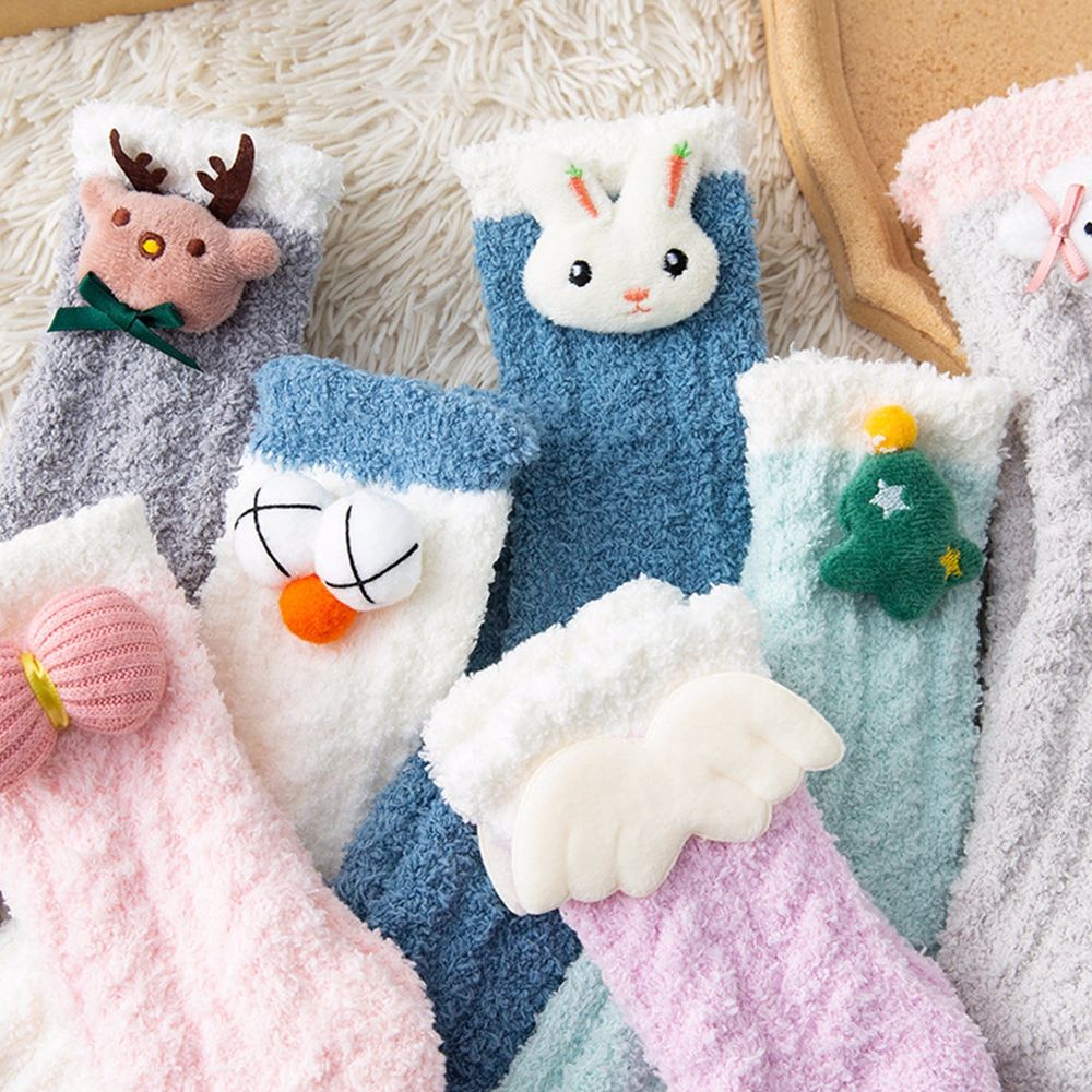 Vớ cotton mềm mại màu trơn thoáng khí ấm áp đáng yêu cho nữ