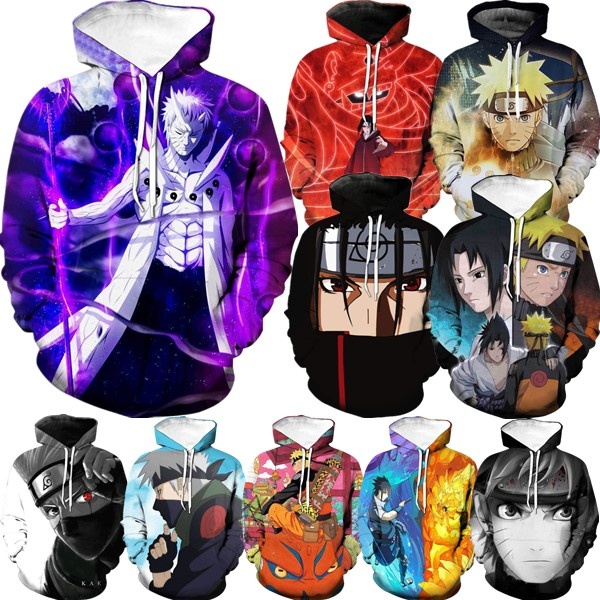 Áo Hoodies Tay Dài In Hình Naruto 3d Cá Tính Cho Nam Nữ