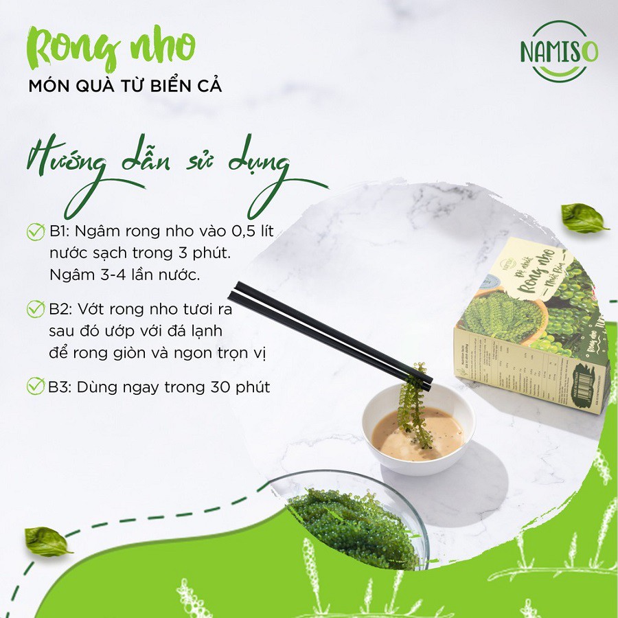 Rong Nho Tách Nước Namiso Organic 100%, Thần Dược Từ Vùng Biển Khánh Hòa, Giàu Dinh Dưỡng, Ngon, Tươi Mát | BigBuy360 - bigbuy360.vn