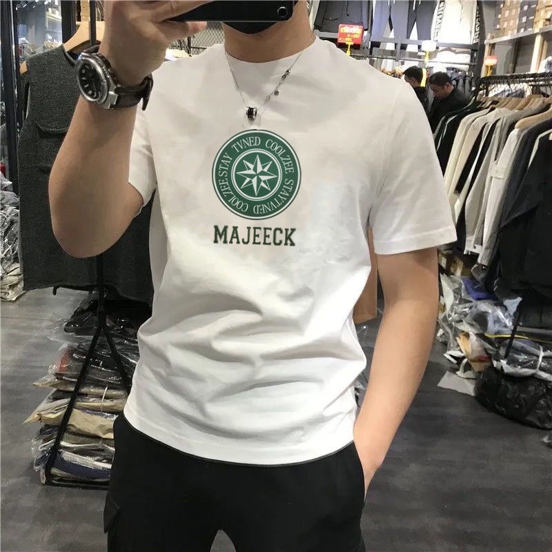 Áo nam 100% Cotton Tay Ngắn Cổ Tròn In Hình Đơn Giản Dễ Phối Đồ