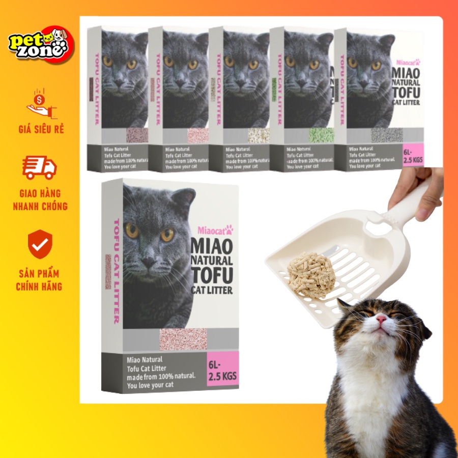 Cát vệ sinh cho mèo - Cát đậu nành Miao 6L - 2.5Kg - Cát đậu nành tự n