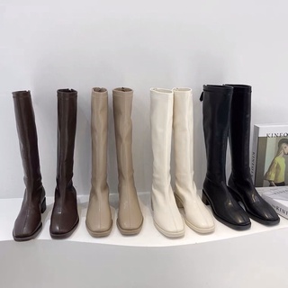 [Có ảnh thật] Boot nữ, boot đùi nữ da PU mềm đế 3cm