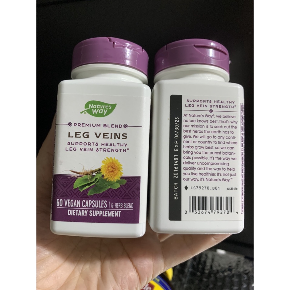 Viên Uống Giảm Giãn Tĩnh Mạch Nature’s Way Leg Veins 60-120 Viên (Mẫu Mới)