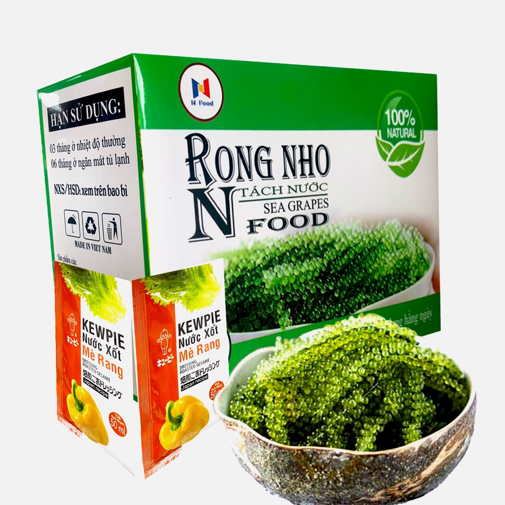 [Hộp 240g/12 Gói]  Rong Nho Tách Nước NFood Ogranic - Tặng 1 Gói Mè Rang