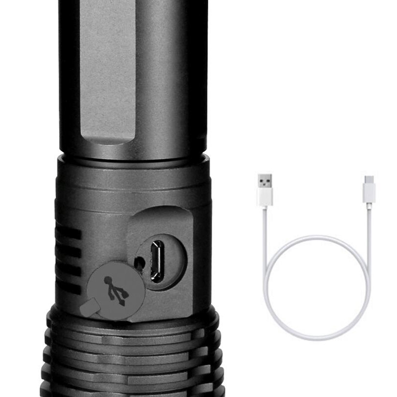 1 Đèn Pin Siêu Sáng Chống Thấm Nước Cổng Sạc USB Chất Lượng Cao Dùng Khi Đi Câu Cá Vào Ban Đêm
