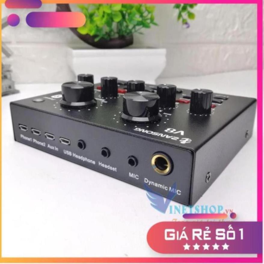 Sound card Zansong v8 livestream karaoke thu âm online,có bluetooth không cần cắm dây lấy nhạc-dc3536