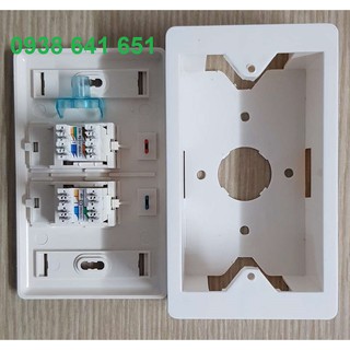 Bộ ổ cắm mạng đôi AMP/Commscope: 1 cổng Mạng Cat5e + 1 cổng Điện Thoại Cat3 chính hãng có CO, CQ