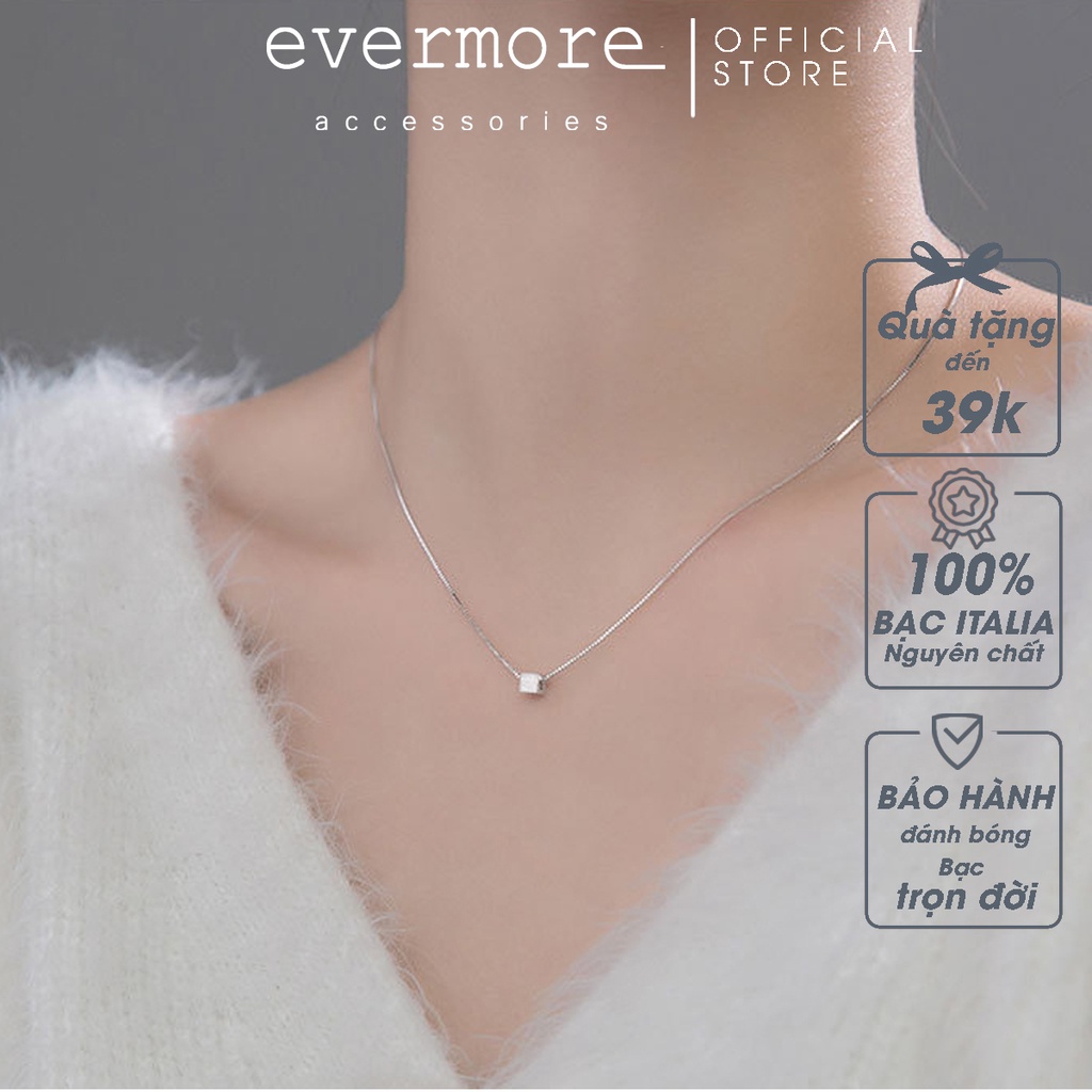Dây chuyền bạc EVERMORE, vòng cổ bạc hình vuông nhỏ lập phương minimalist, thanh lịch EVERMORE - D024