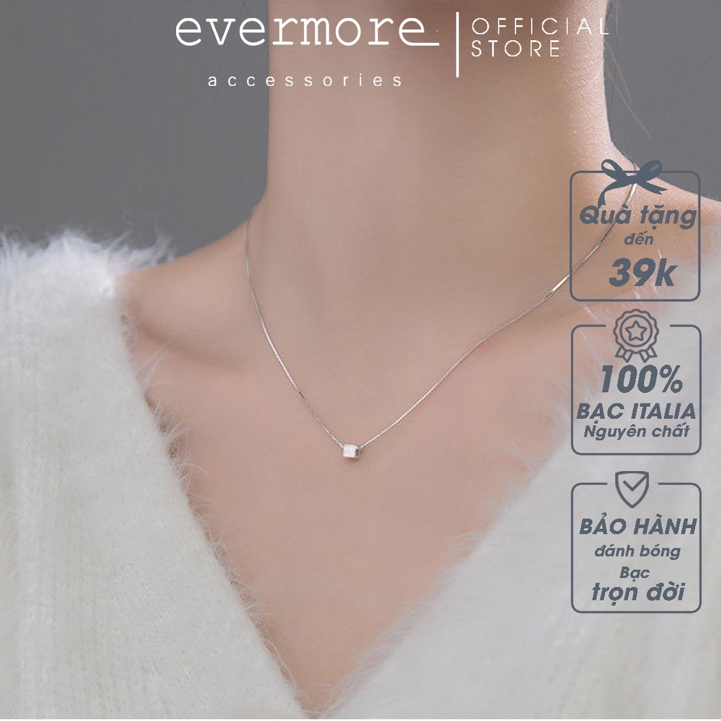 Dây chuyền bạc EVERMORE, vòng cổ bạc hình vuông nhỏ lập phương minimalist, thanh lịch EVERMORE - D024