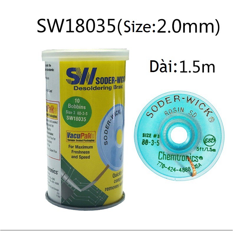 Cuộn dây hút thiếc Soder-Wick chính hãng Chemtronics USA