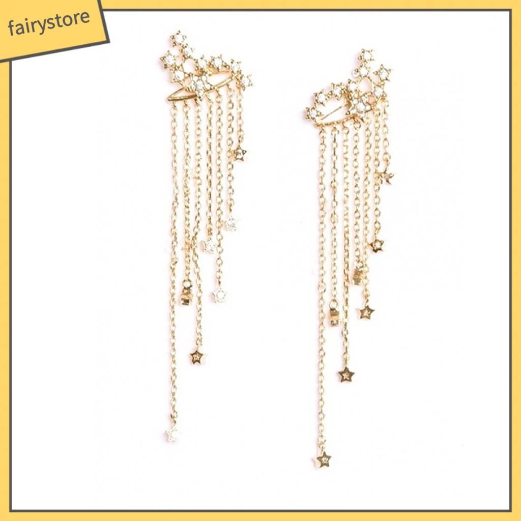 Bông Tai Dáng Dài Hình Ngôi Sao Đính Đá Lấp Lánh