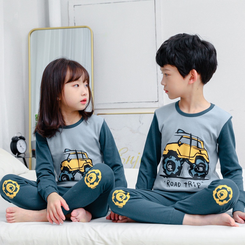 Bộ quần áo tay dài 90-160CM chất liệu cotton giữ nhiệt thời trang thu đông dành cho bé