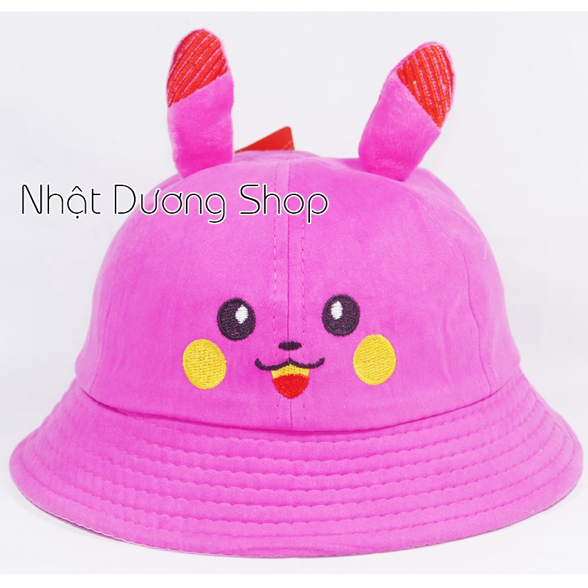 Mũ rộng vành trẻ em hình Pikachu dễ thương - Vàng, Đỏ, Kem, Hồng chất liệu vải nhung cao cấp rất đẹp cho bé