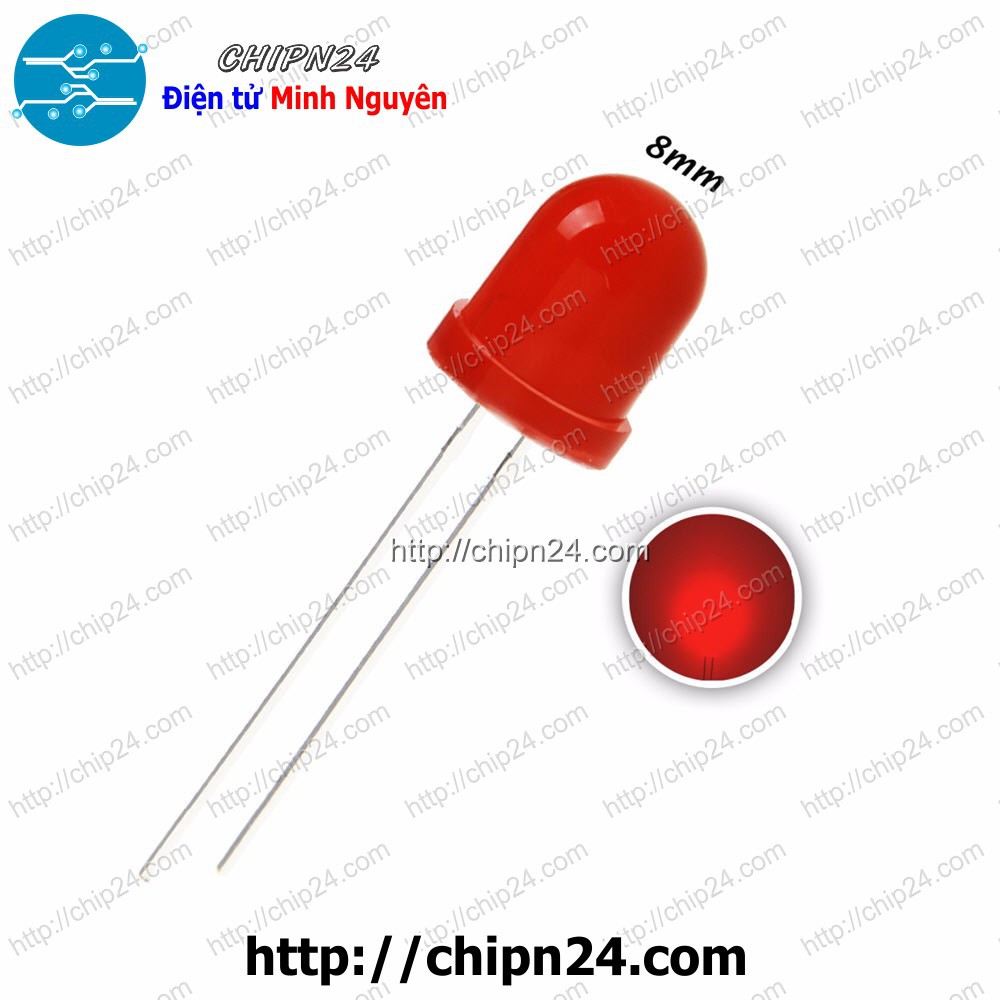 [10 CON] (TK1) Led 8mm Vỏ đục ra ĐỎ
