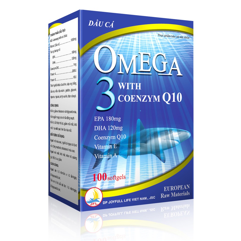 OMEGA 3 WITH COENZYM Q10. DẦU CÁ OMEGA 3 WITH COENZYM Q10 ( Mẫu xanh)