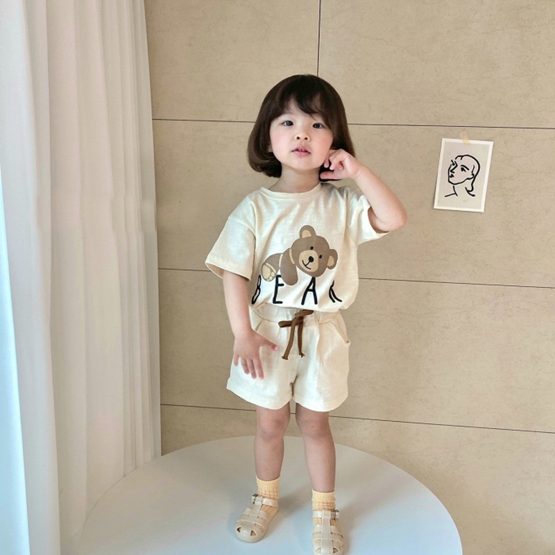 Bộ áo thun + quần ngắn phong cách mùa hè năng động cho bé sơ sinh