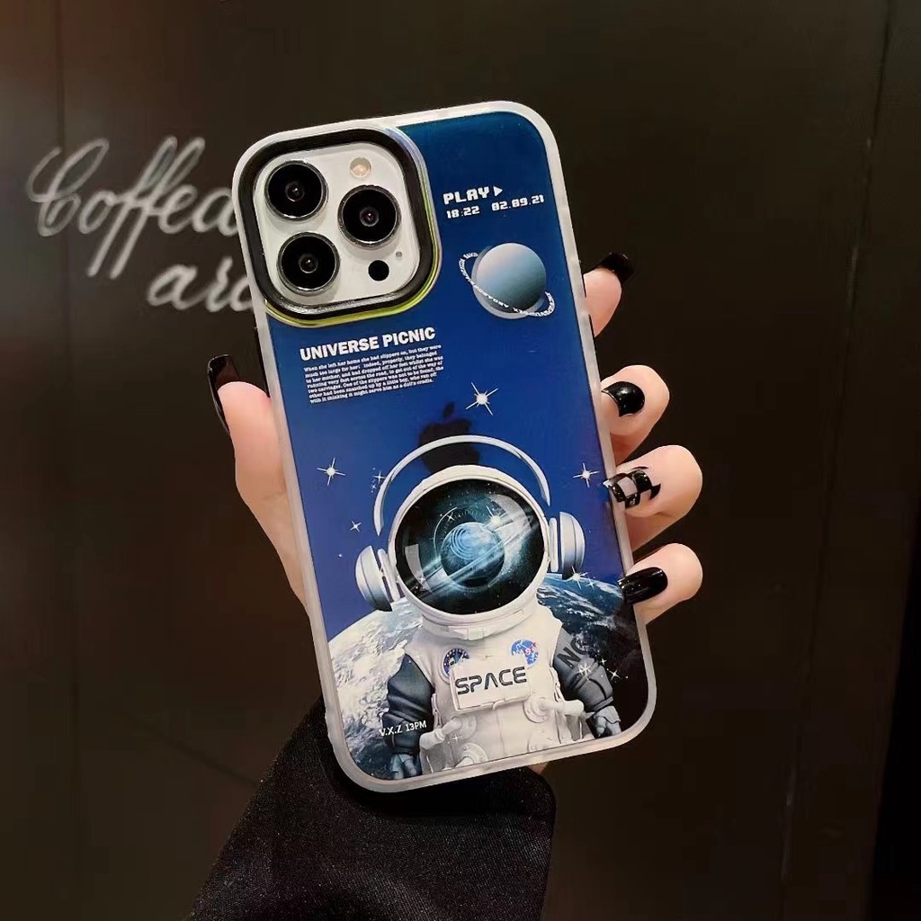 Ốp Điện Thoại Acrylic In Hình Phi Hành Gia Màu Laser Cho Iphone 13 12 11 Pro MAX XR X XS MAX
