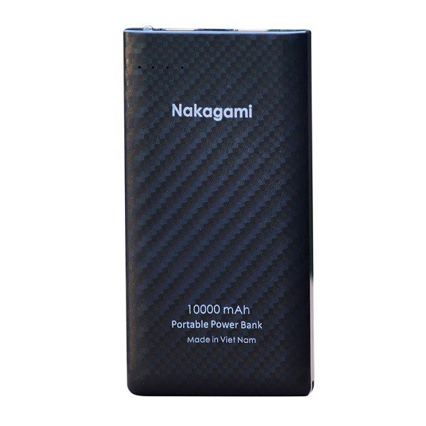 Pin sạc dự phòng 10000mAh Nakagami công nghệ Nhật Bản tích hợp đèn Flash - TẶNG KÈM cáp sạc nhanh IPhone | Vạn Tín Store