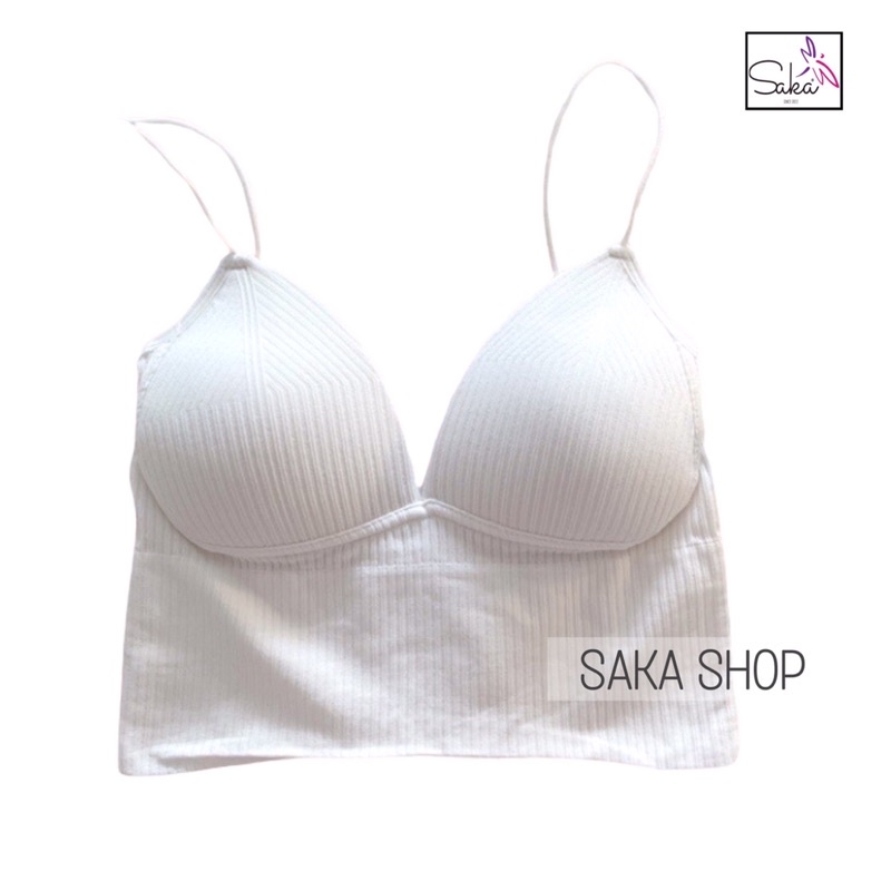 Áo bra len hai dây có mút nhẹ ôm tạo khe nhiều màu