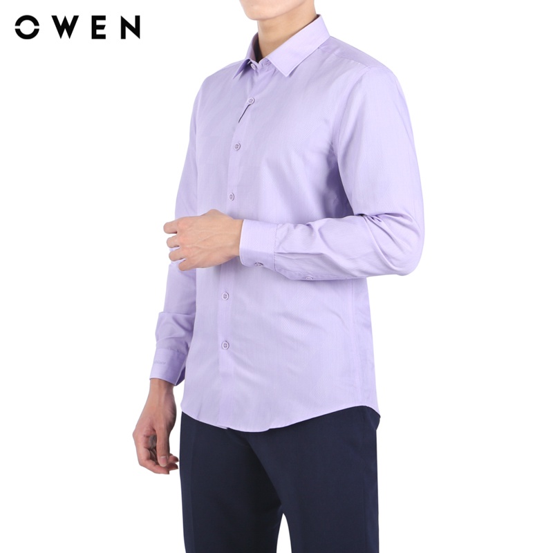 Áo sơ mi dài tay nam Owen Bạch đàn Slim Fit màu Tím trắng - AS23401D