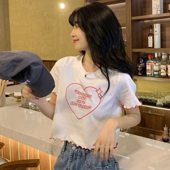 ÁO THÊU TRÁI TIM WILL SAVE DÁNG CROPTOP NỮ - A3WS