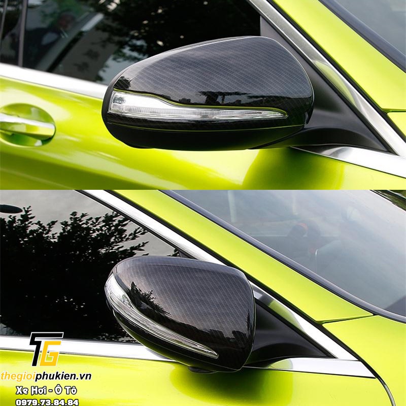Bộ ốp gương chiếu hậu Mercedes C Class C180, C200, C250, C300, Mercedes GLC Class GLC200, GLC250, GLC300 vân Carbon