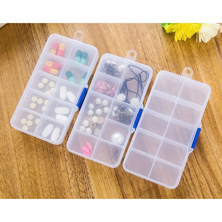 Hộp Đựng Đồ 10 Ngăn , 15 Ngăn Trong Suốt / Hộp Đựng Charm ,Đá Trang Trí Móng Tay Chuyên Dụng 1253  Lamon Store