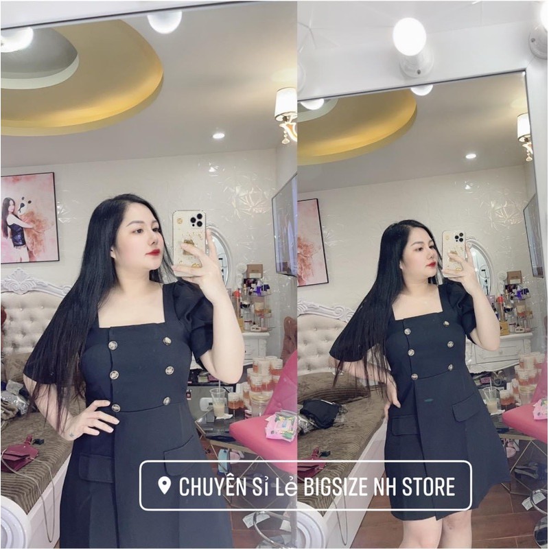 Đầm Nút Cổ Vuông Đắp Chéo Bigsize Vương Ngọc Hân