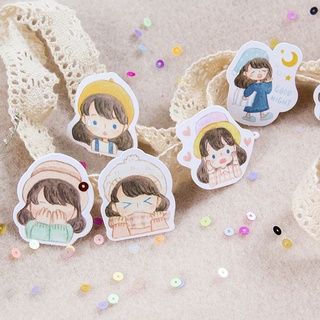 Hộp 45 miếng sticker mẫu cô bé đội nón
