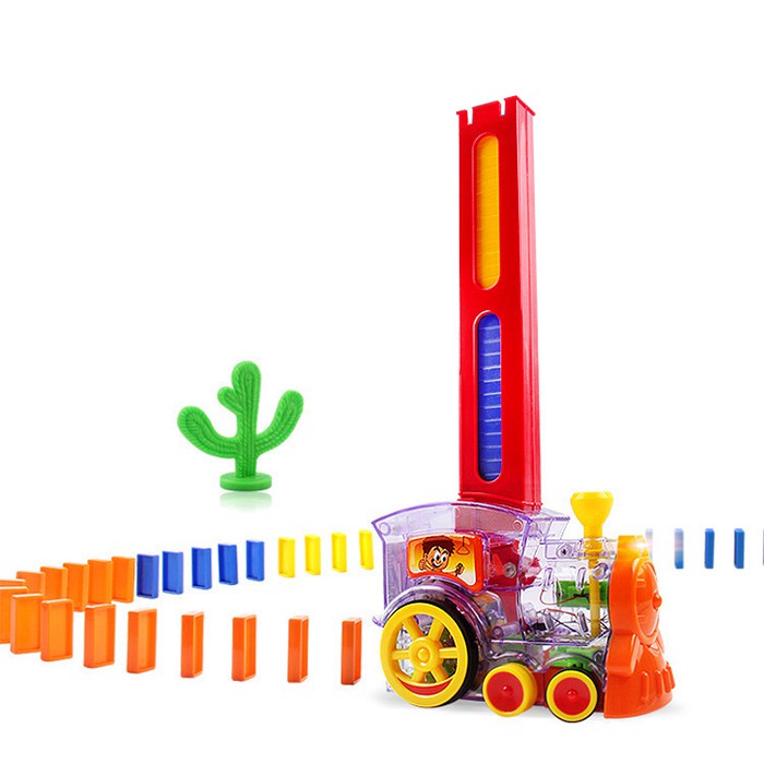 Đồ Chơi Tàu Hỏa - Xe Lửa Xếp DOMINO Tự Động, Phát Nhạc Thông Minh Cho Bé Yêu