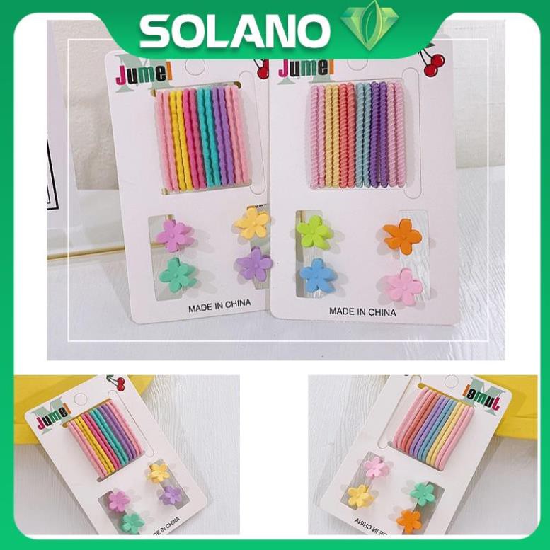 Dây buộc tóc kẹp tóc SOLANO kèm kẹp mái thời trang Hàn Quốc bộ 16 chi tiết cho nữ FAH-001314
