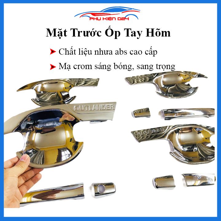 Ốp tay nắm hõm cửa mạ crom Outlander 2016-2017-2018-2019-2020-2021 bảo vệ chống trầy ô tô