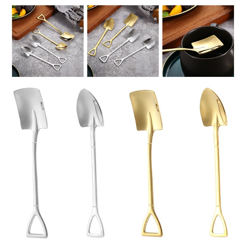 Muỗng khuấy cafe ăn bánh kem dưa hấu tráng miệng hình xẻng bằng thép không gỉ
