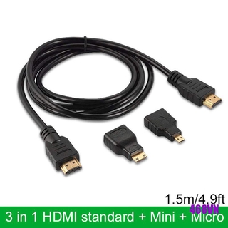 Cáp chuyển đổi 3 trong 1 hdmi + mini + micro hdmi dài 1.5m 4.9ft