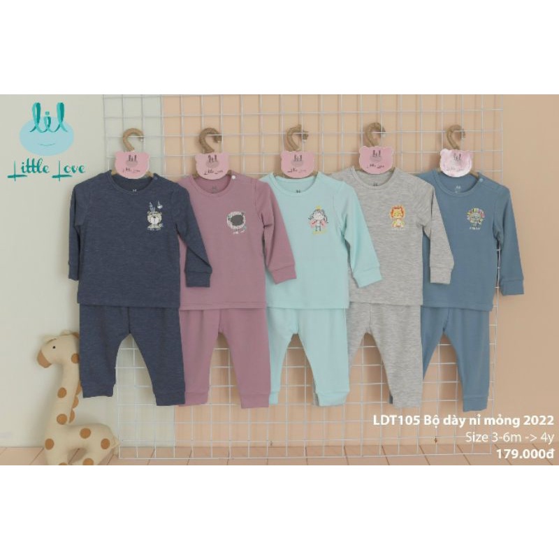 Lil little love - Bộ dài tay vải nỉ mỏng đủ size cho bé 9-18kg