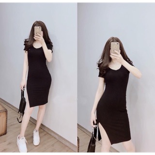 Đầm body cổ tim kiểu dáng basic dễ phối đồ