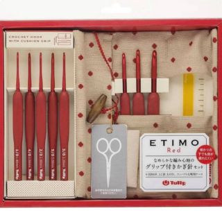 Bộ Kim móc Len Tulip Màu đỏ kèm bóp và phụ kiện - Sản phẩm mới