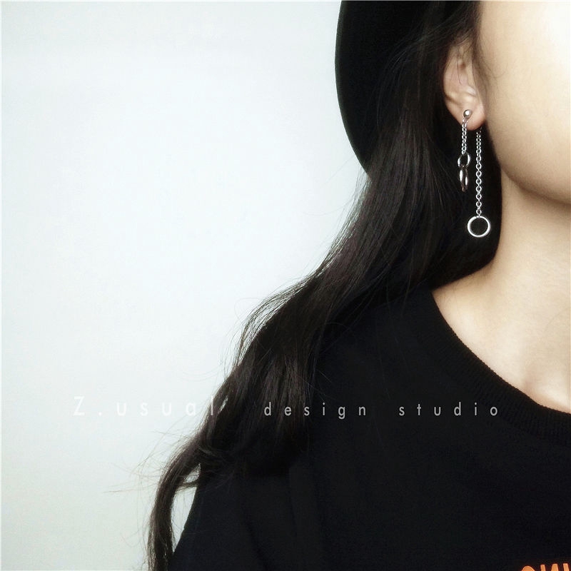 Khuyên Tai Thời Trang Dáng Dài Mặt Hình Tròn Phong Cách Hip Hop Cá Tính