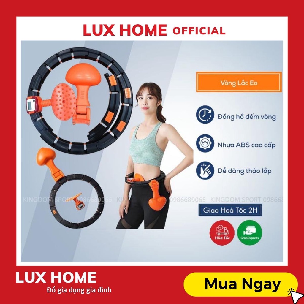 Vòng lắc eo thông minh có đếm tự động hàng nhập khẩu HULA - vòng lắc eo giảm mỡ điều hòa nhịp tim, massage cơ bụng