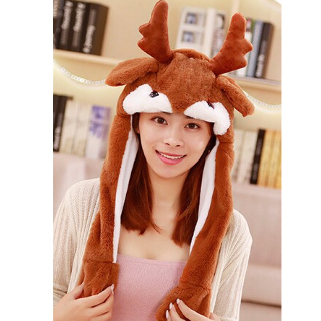 (HOT/ Số lượng có hạn) Mũ tuần lộc nâu tai nhảy theo nhạc (phiên bản biến tấu từ thỏ Nayeon) không kém phần dễ thương