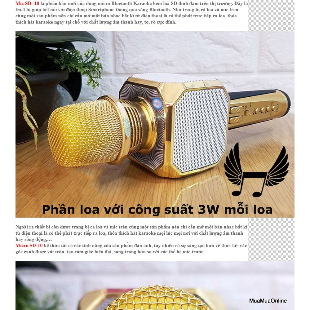 Micro Karaoke Không Dây SD 10 Cao Cấp