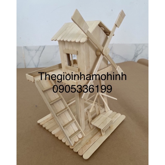 Nhà mô hình, mô hình cối xay gió, nhà que kem, que kem handmade