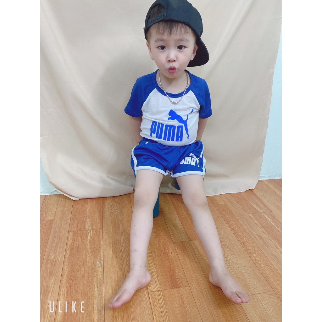 Quần áo bé trai, Bộ cộc bé trai,Bộ cộc tay cho bé,quần áo thể thao, SET bộ PUMA chất đũi cho bé siêu mát